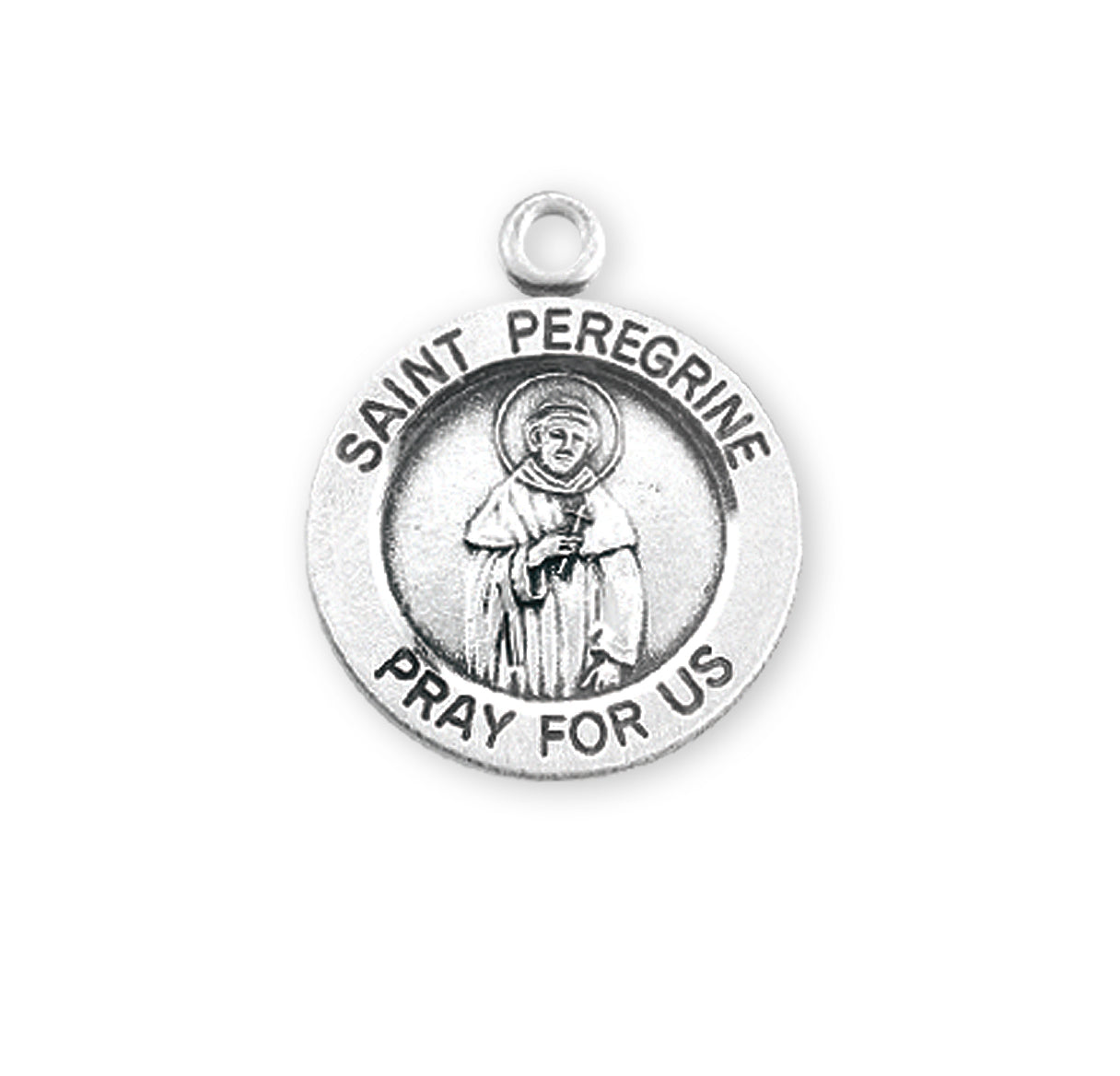 Patron Saint Peregrine Round Sterling Silver Medal