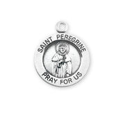Patron Saint Peregrine Round Sterling Silver Medal