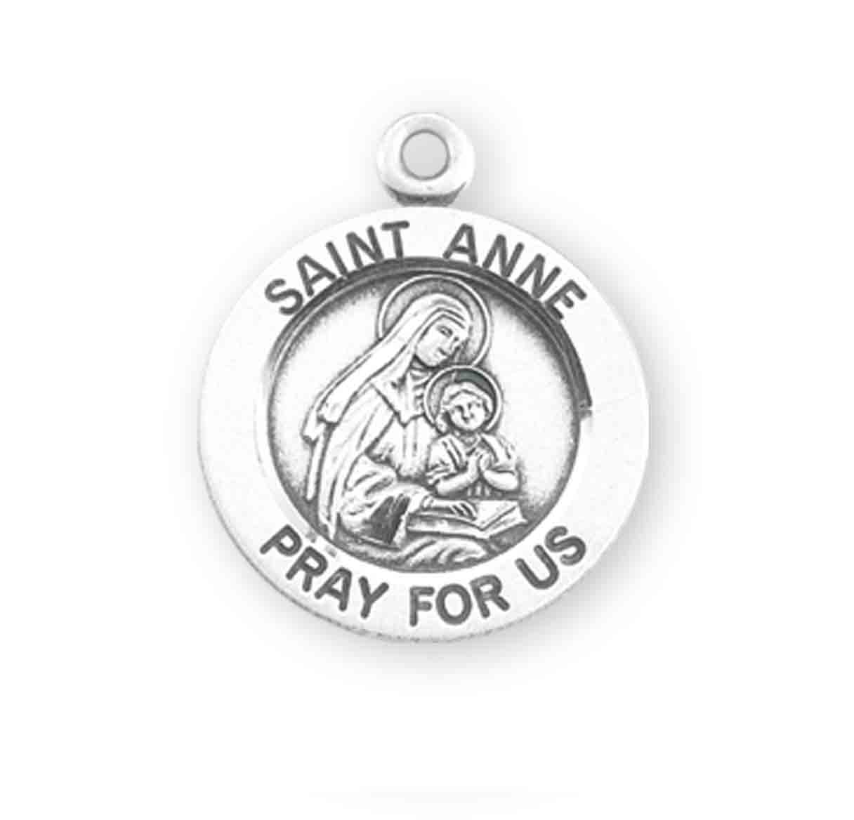 Patron Saint Anne Round Sterling Silver Medal