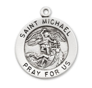 Patron Saint Michael the Archangel Round Sterling Silver Medal