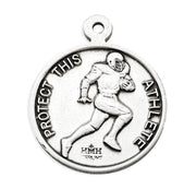 Saint Christopher Round Sterling Silver Football Male Athlete Medal