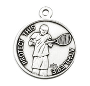 Saint Sebastian Round Sterling Silver Tennis Male Athlete Medal