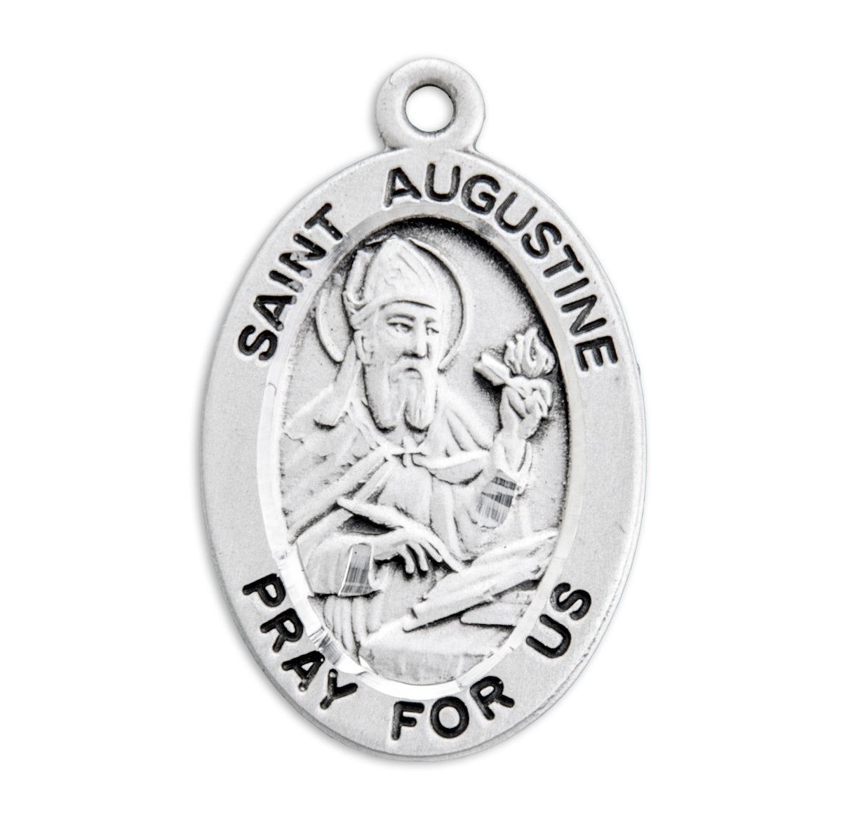 Patron Saint Augustine Oval Sterling Silver Medal