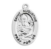 Patron Saint Augustine Oval Sterling Silver Medal