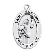 Patron Saint Brendan Oval Sterling Silver Medal