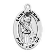 Patron Saint Dennis Oval Sterling Silver Medal