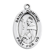 Patron Saint Dominic Oval Sterling Silver Medal