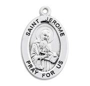 Patron Saint Jerome Oval Sterling Silver Medal