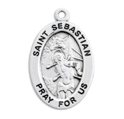Patron Saint Sebastian Oval Sterling Silver Medal