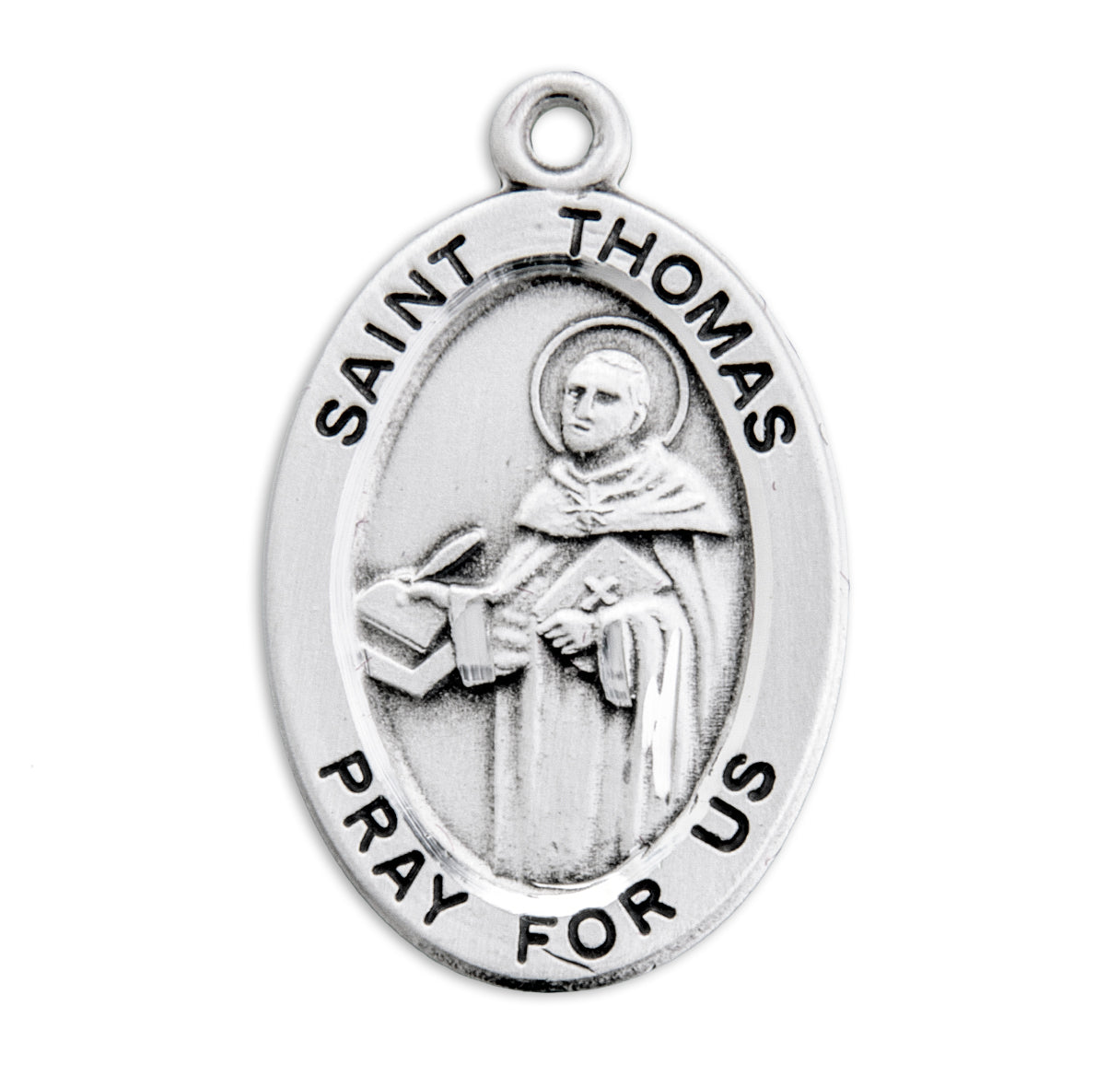 Patron Saint Thomas Aquinas Oval Sterling Silver Medal