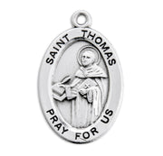 Patron Saint Thomas Aquinas Oval Sterling Silver Medal