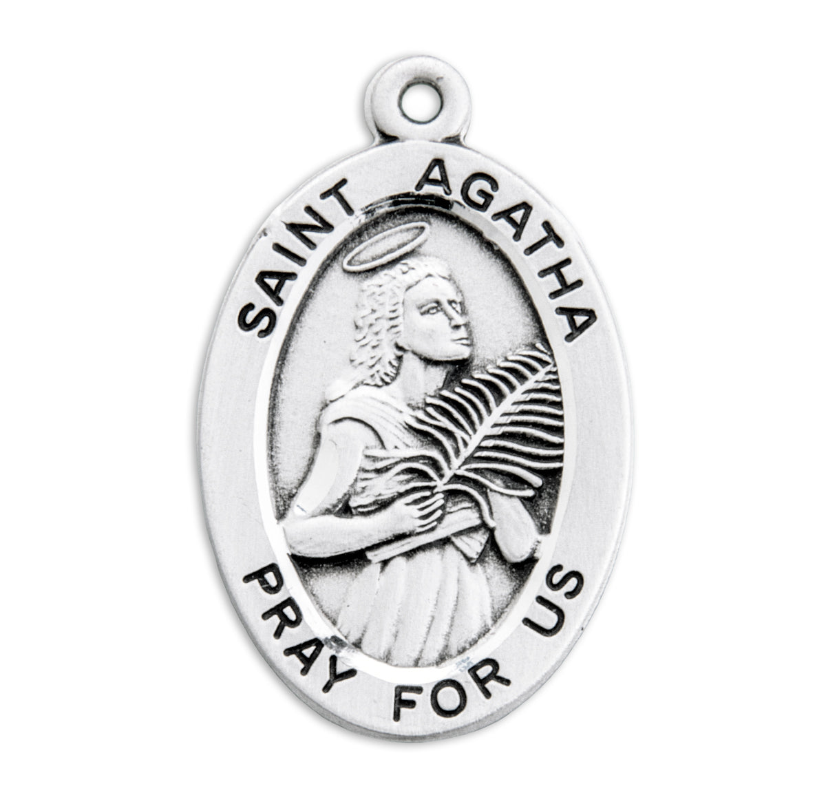Patron Saint Agatha Oval Sterling Silver Medal