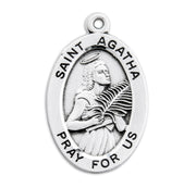 Patron Saint Agatha Oval Sterling Silver Medal