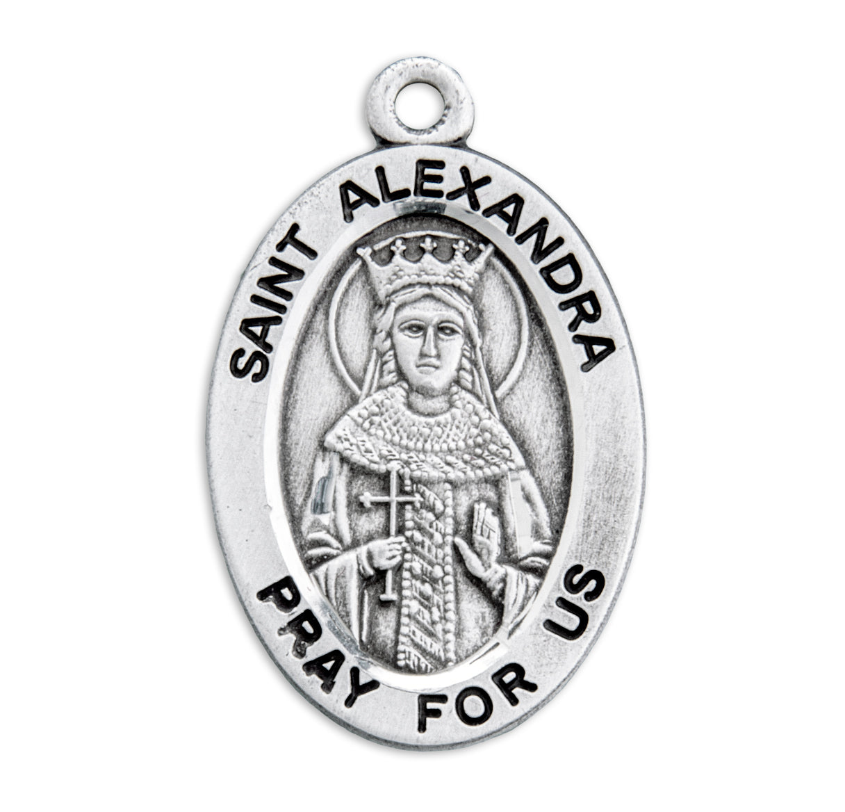 Patron Saint Alexandra Oval Sterling Silver Medal