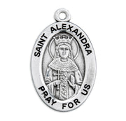 Patron Saint Alexandra Oval Sterling Silver Medal