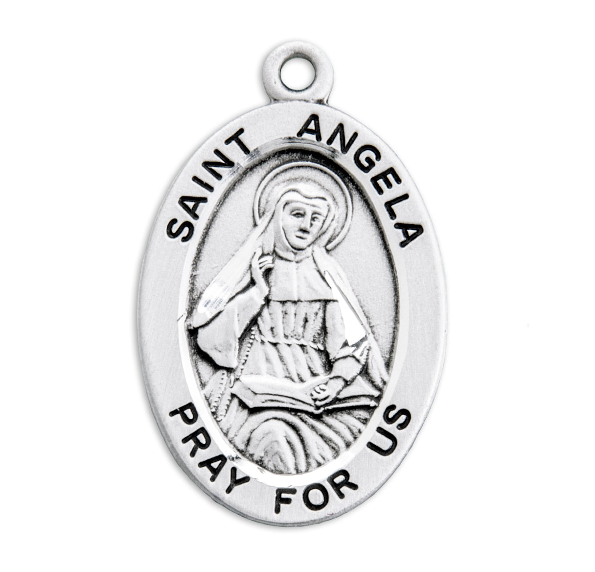 Patron Saint Angela Oval Sterling Silver Medal