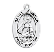 Patron Saint Angela Oval Sterling Silver Medal