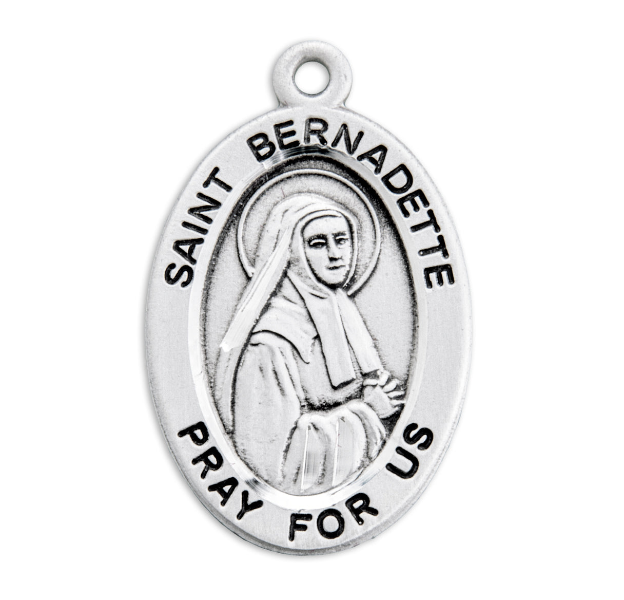 Patron Saint Bernadette Oval Sterling Silver Medal