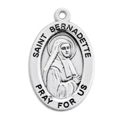Patron Saint Bernadette Oval Sterling Silver Medal
