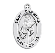 Patron Saint Christina Oval Sterling Silver Medal