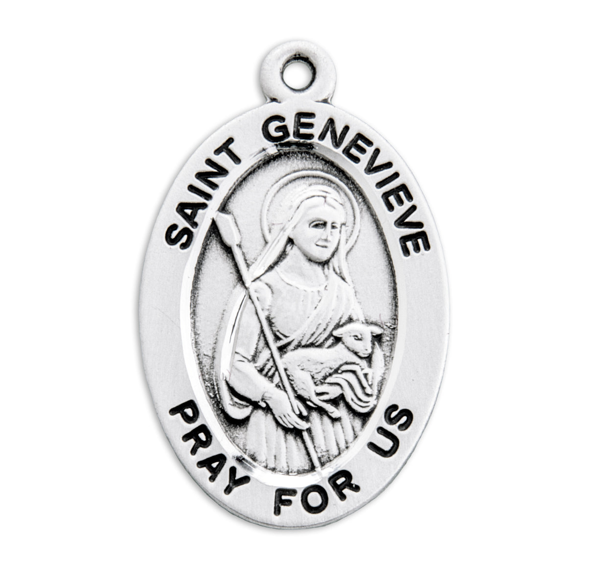 Patron Saint Genevieve Oval Sterling Silver Medal