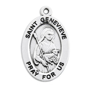 Patron Saint Genevieve Oval Sterling Silver Medal