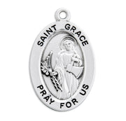 Patron Saint Grace Oval Sterling Silver Medal