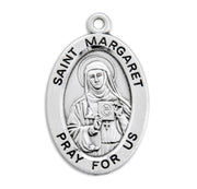 Patron Saint Margaret Oval Sterling Silver Medal
