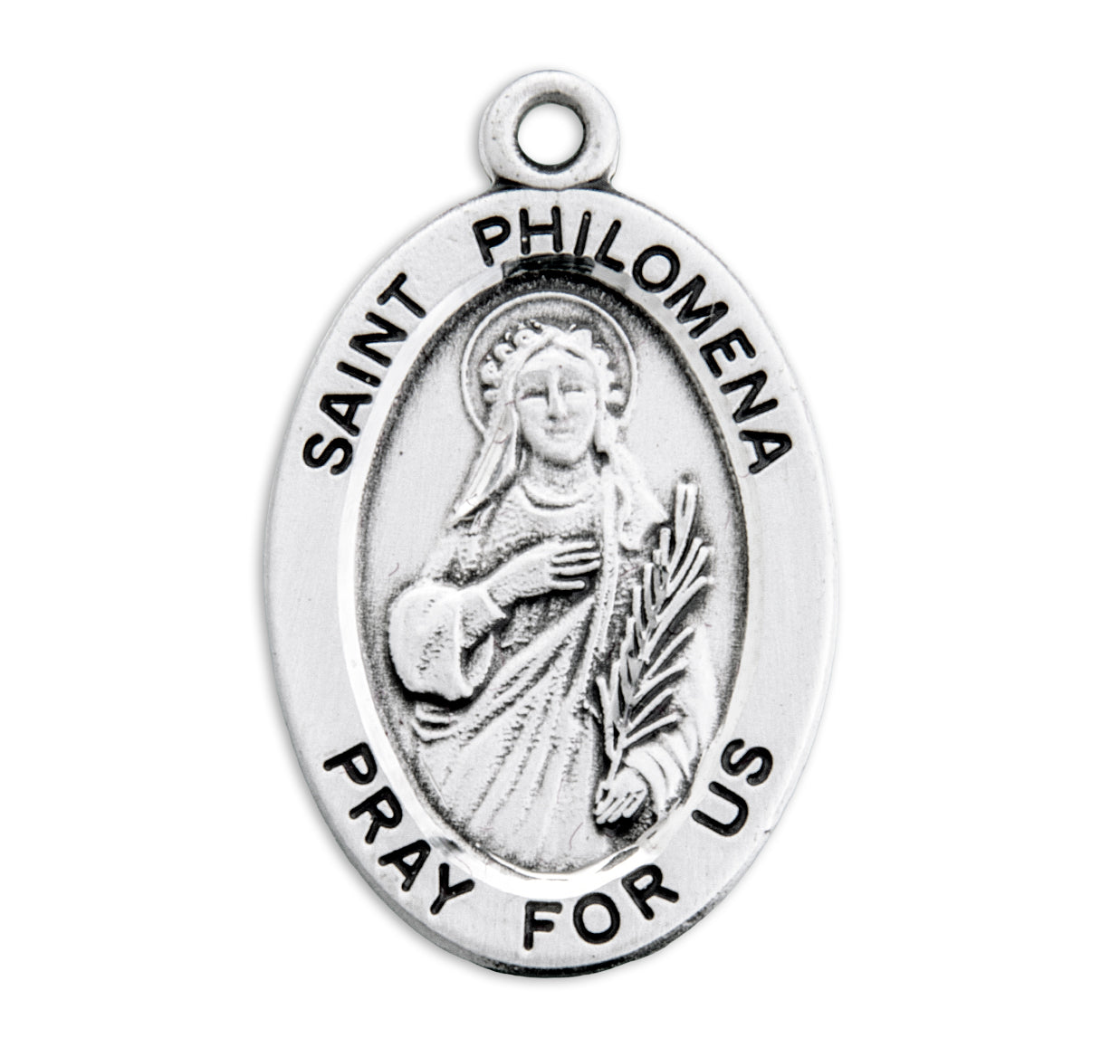 Patron Saint Philomena Oval Sterling Silver Medal