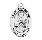 Patron Saint Philomena Oval Sterling Silver Medal