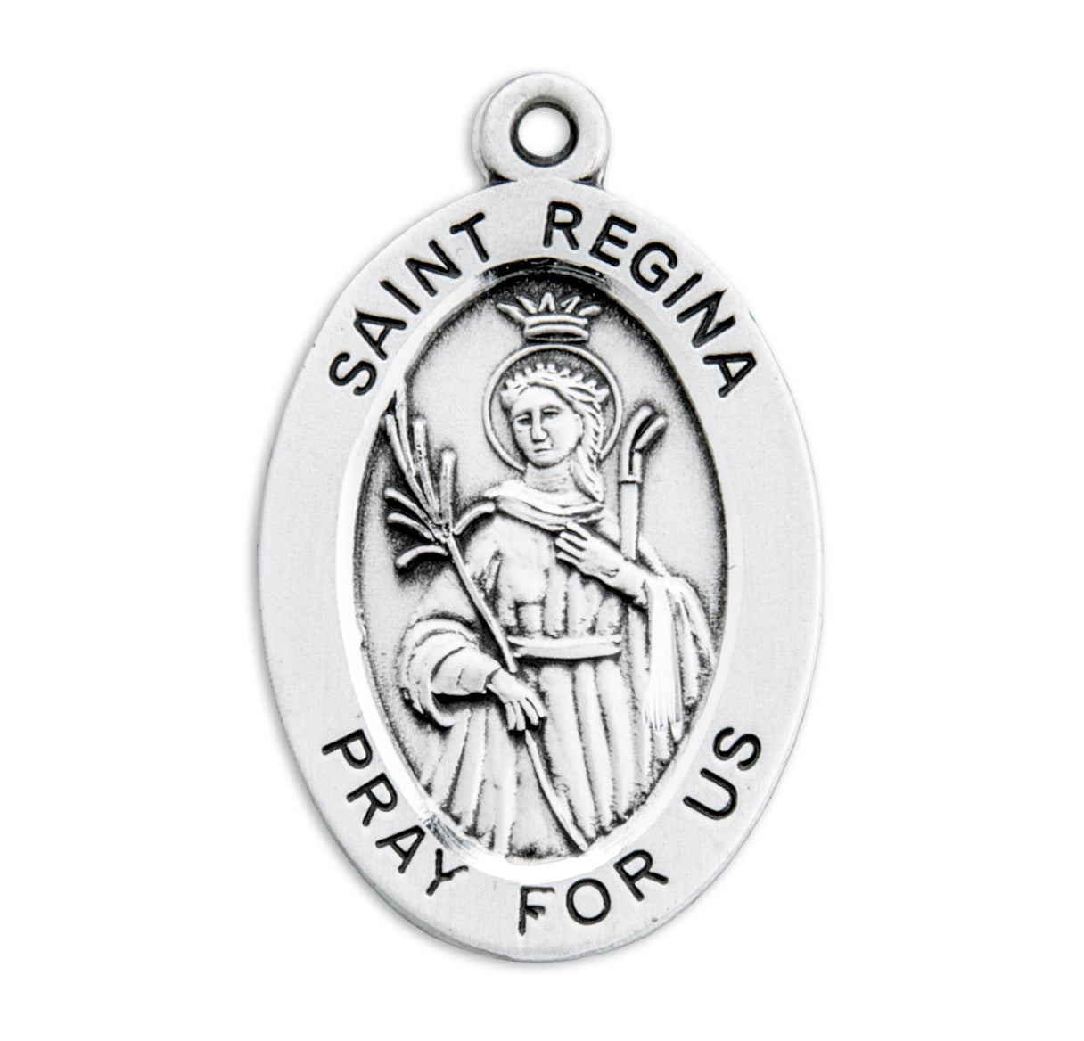 Patron Saint Regina Oval Sterling Silver Medal