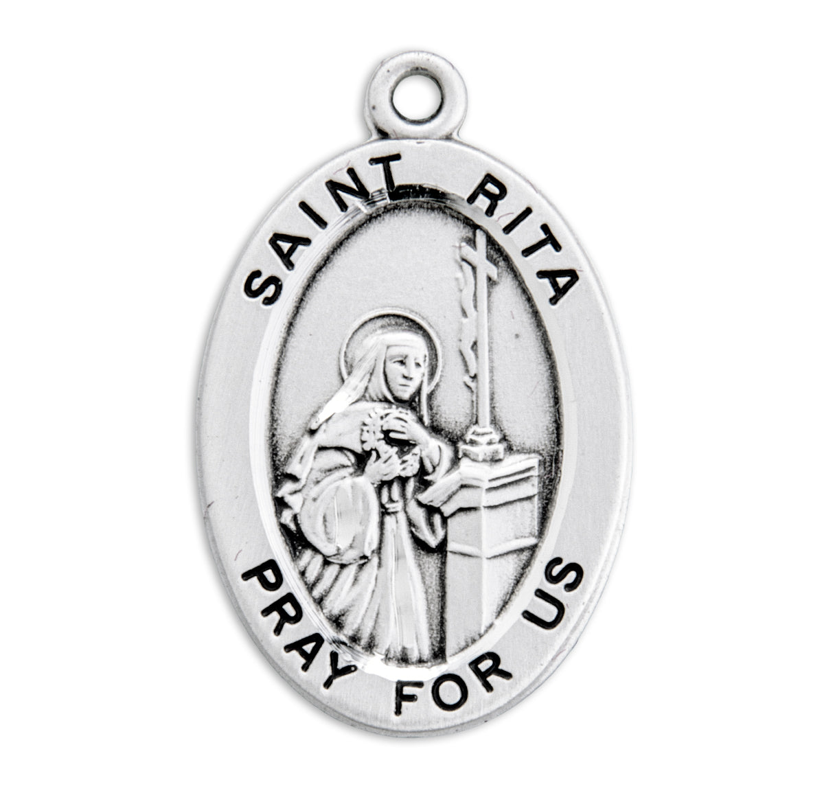 Patron Saint Rita Oval Sterling Silver Medal