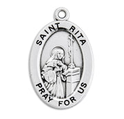 Patron Saint Rita Oval Sterling Silver Medal