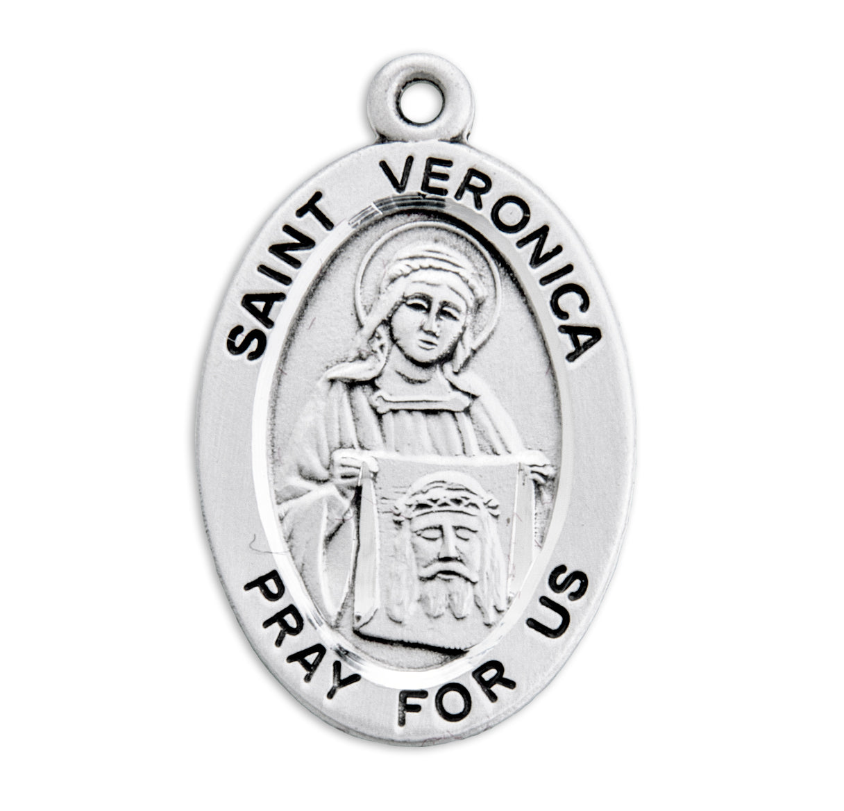 Patron Saint Veronica Oval Sterling Silver Medal