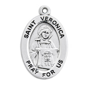 Patron Saint Veronica Oval Sterling Silver Medal