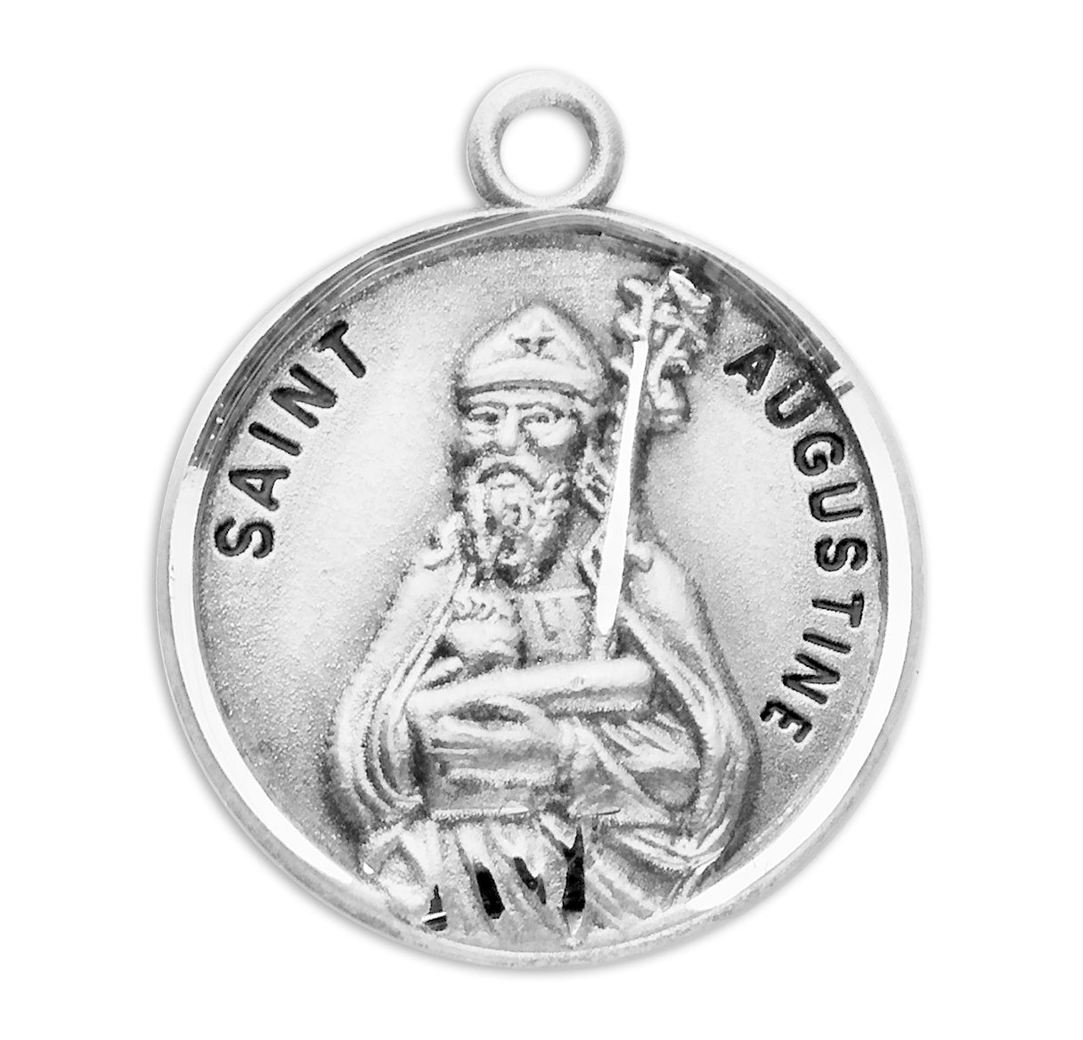 Patron Saint Augustine Round Sterling Silver Medal