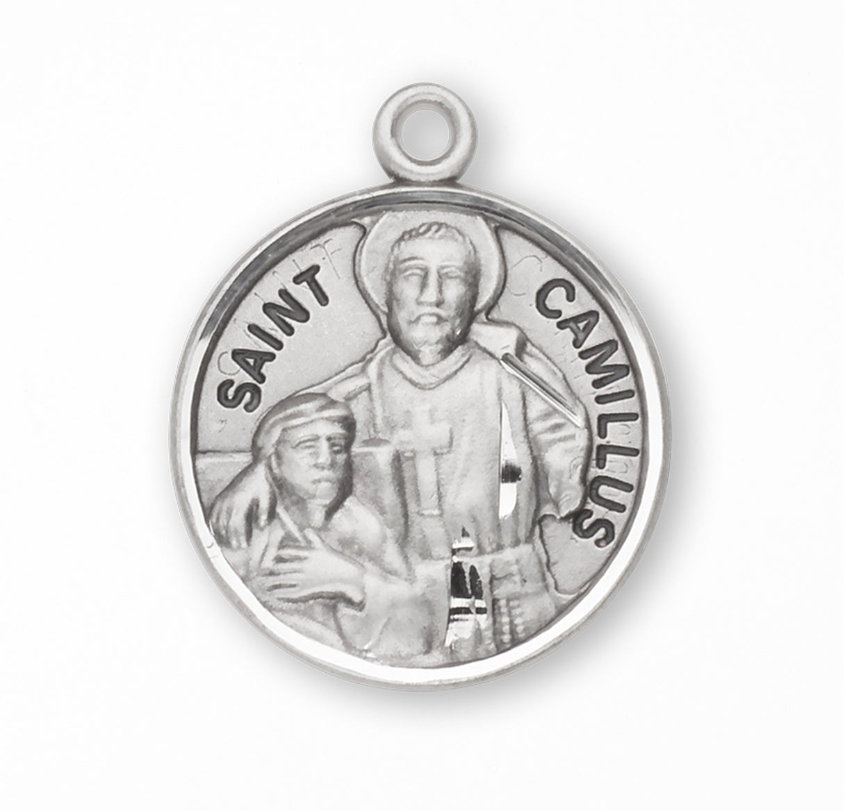 Patron Saint Camillus Round Sterling Silver Medal