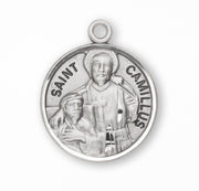 Patron Saint Camillus Round Sterling Silver Medal