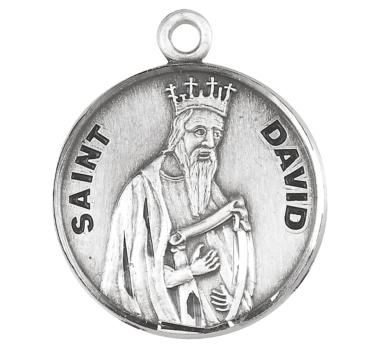 Patron Saint David Round Sterling Silver Medal