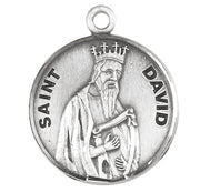 Patron Saint David Round Sterling Silver Medal