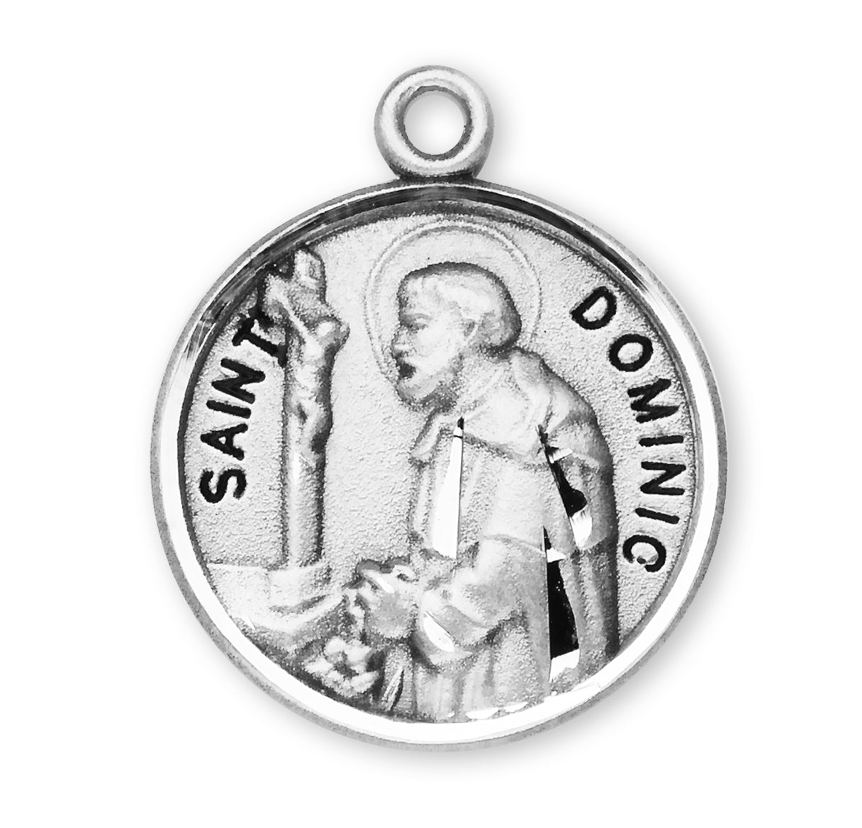 Patron Saint Dominic Round Sterling Silver Medal