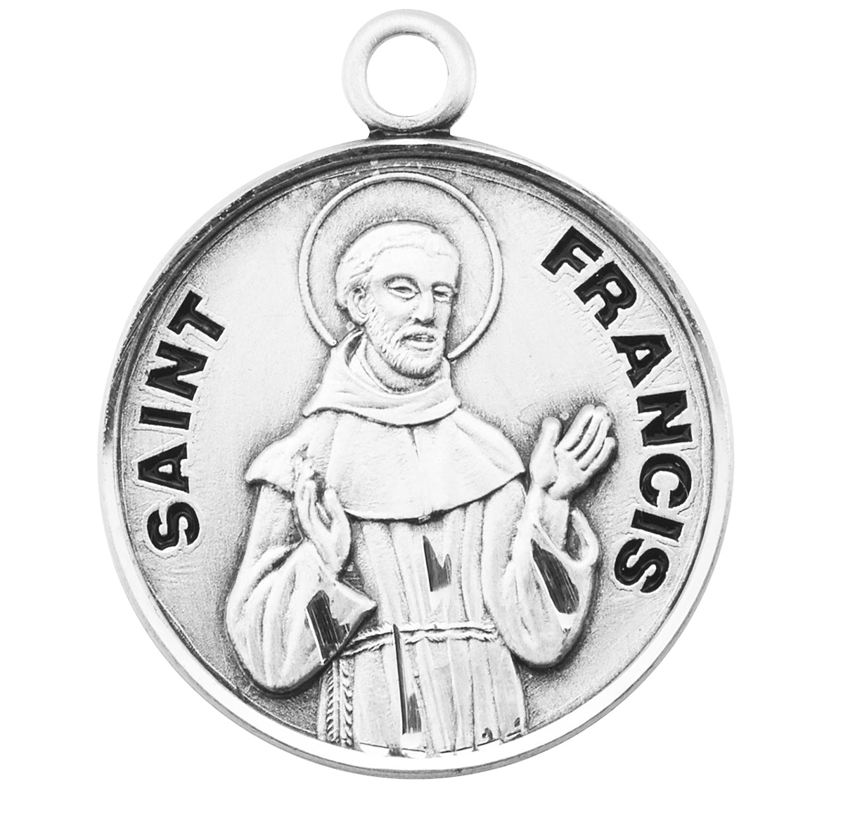 Patron Saint Francis Round Sterling Silver Medal