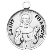 Patron Saint Francis Round Sterling Silver Medal