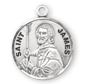 Patron Saint James Round Sterling Silver Medal
