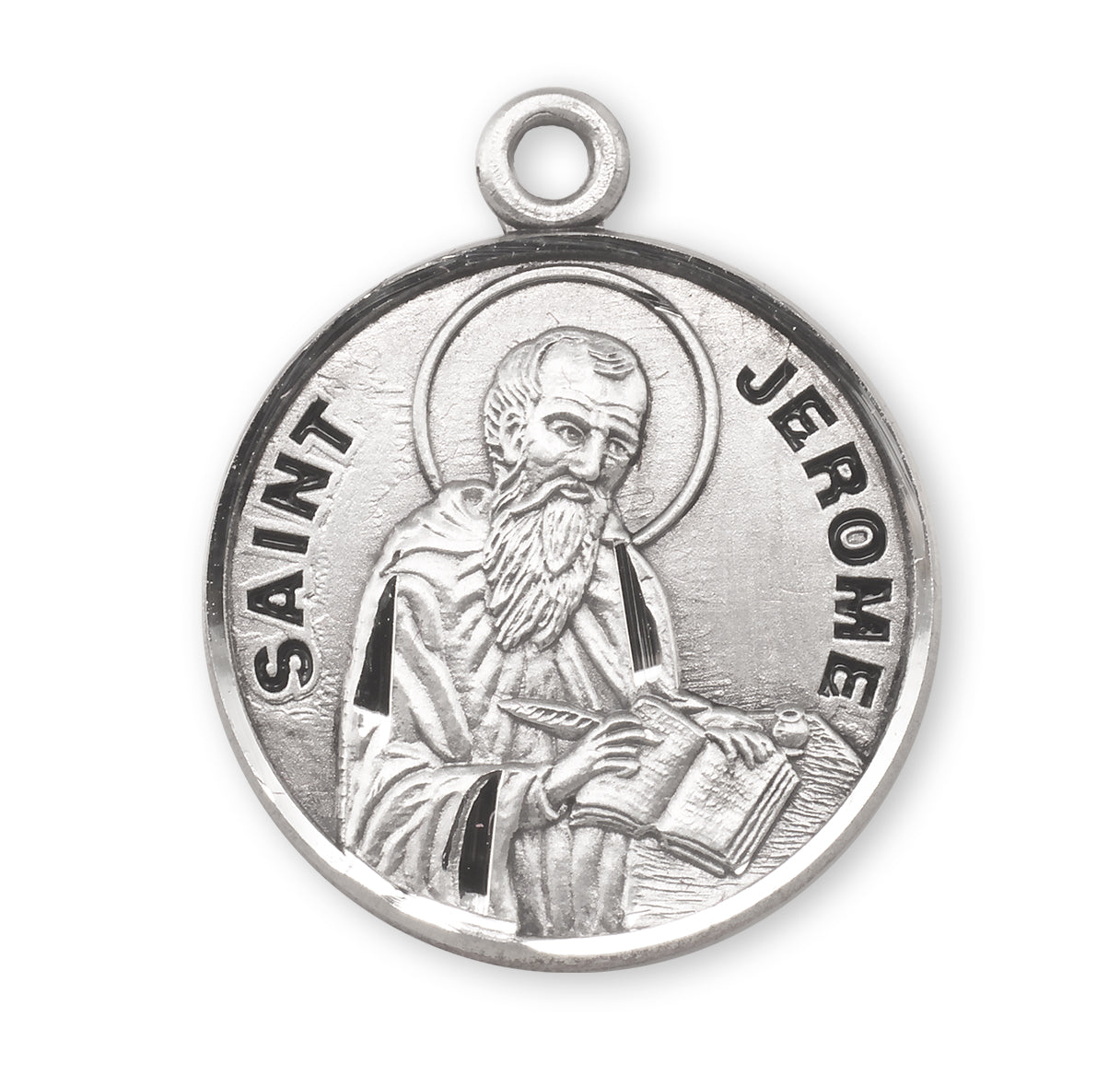 Patron Saint Jerome Round Sterling Silver Medal