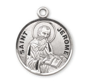 Patron Saint Jerome Round Sterling Silver Medal