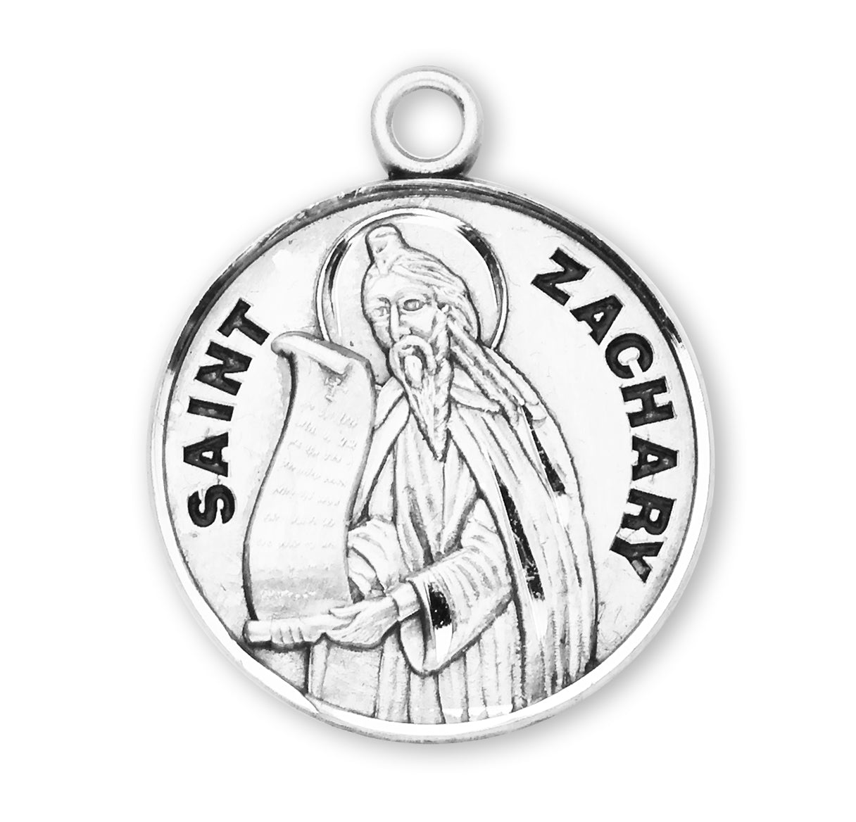 Patron Saint Zachary Round Sterling Silver Medal