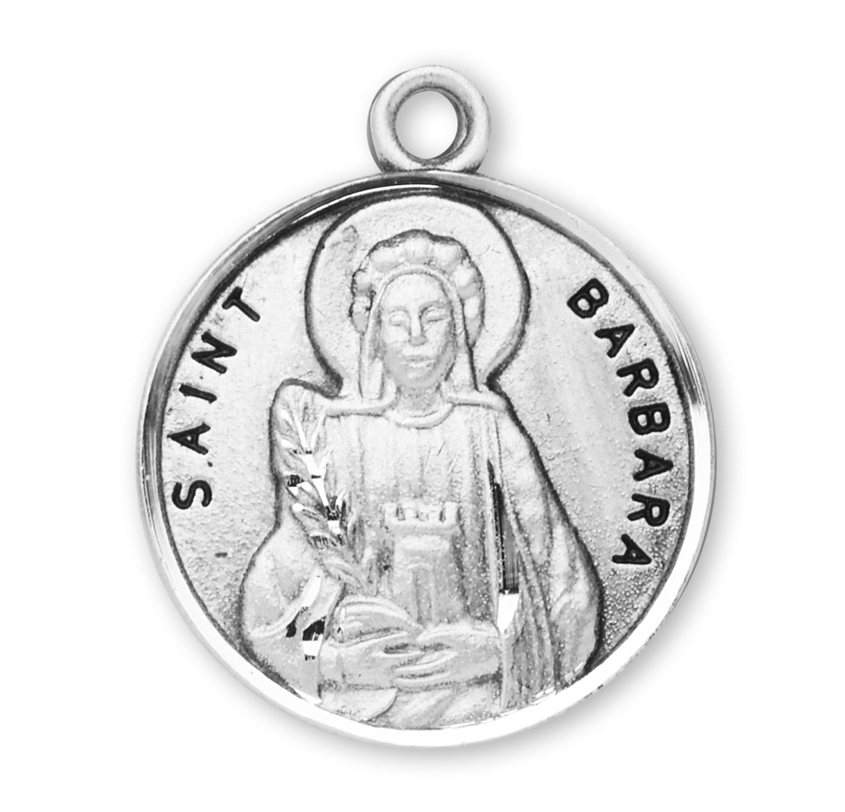 Patron Saint Barbara Round Sterling Silver Medal