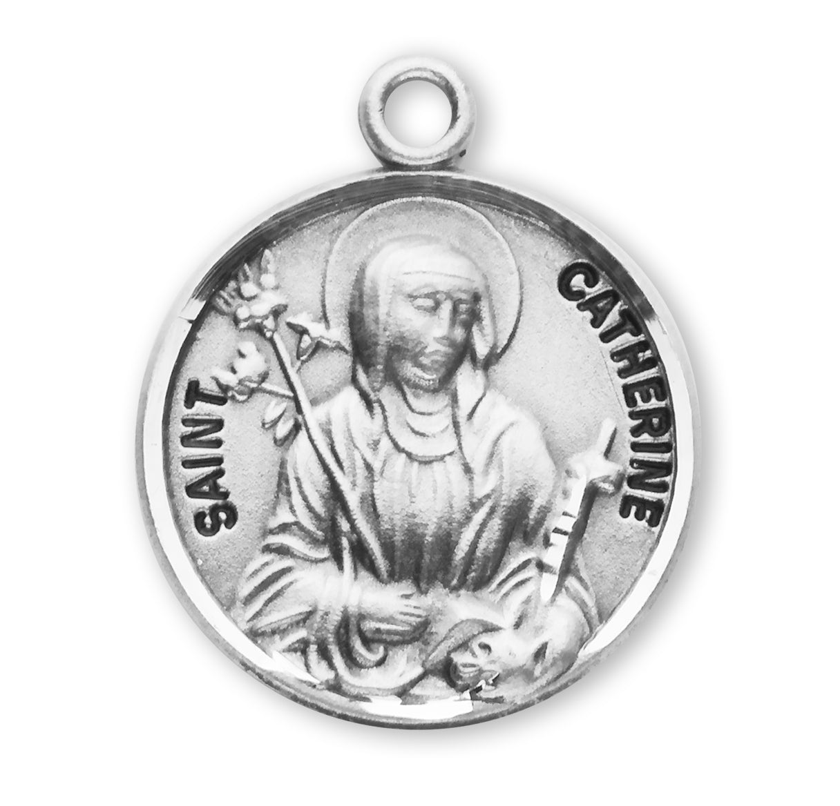 Patron Saint Catherine Round Sterling Silver Medal