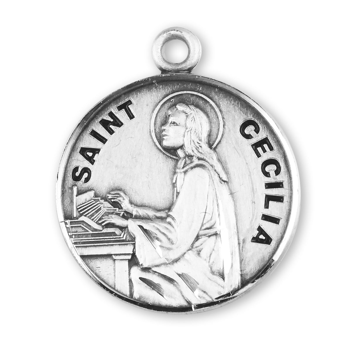 Patron Saint Cecilia Round Sterling Silver medal